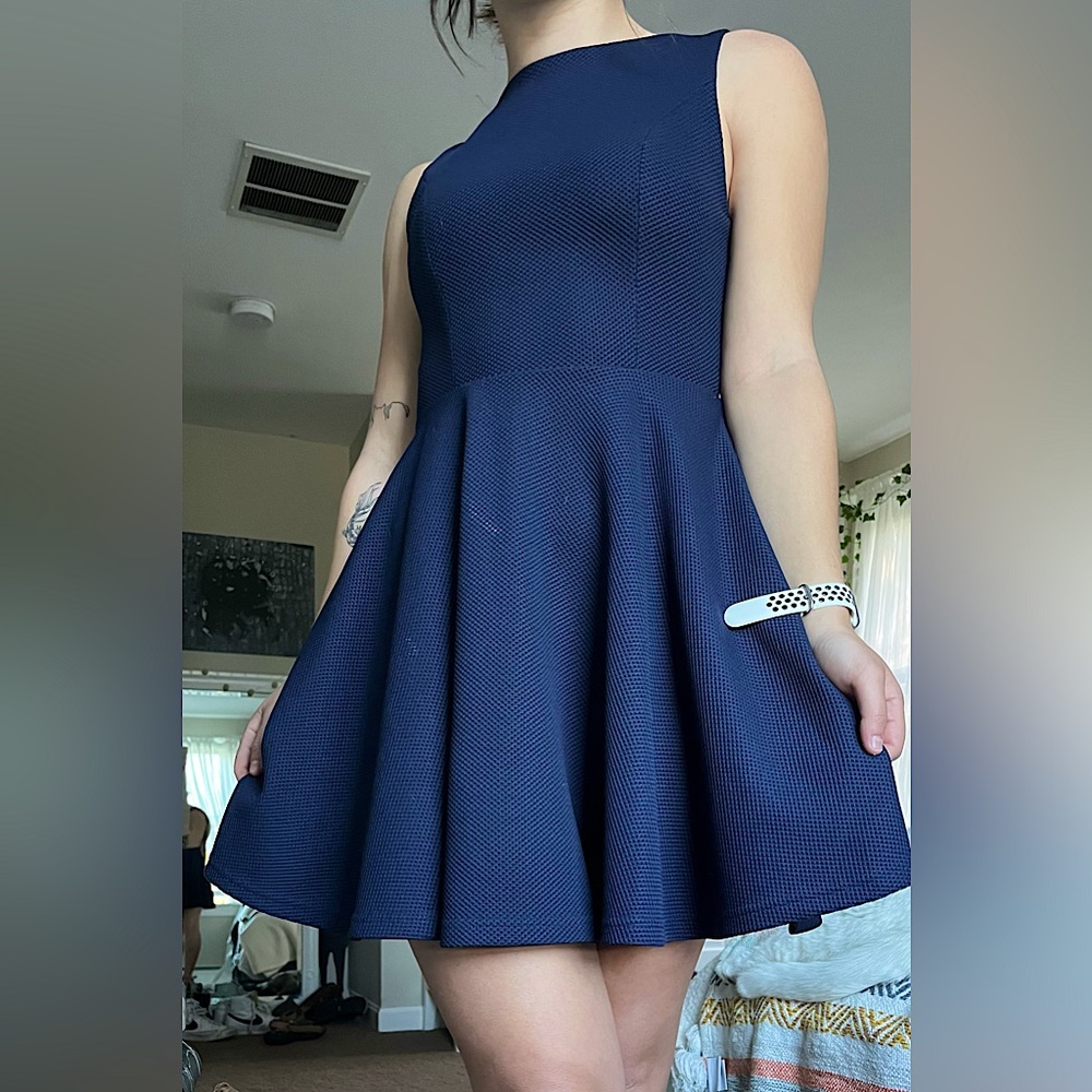 Lulu’s Navy Blue Open Back Skater Style Dress